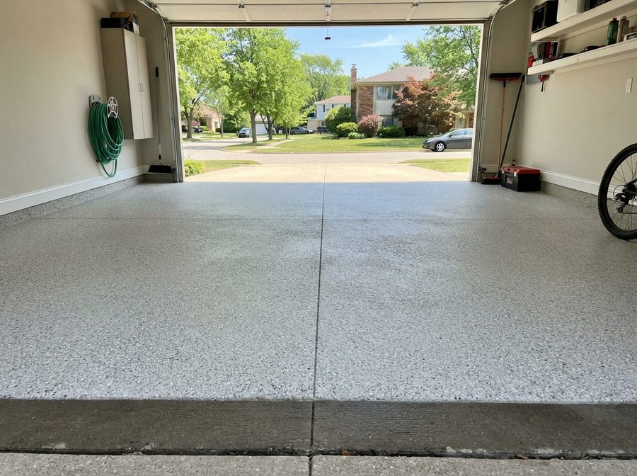 Concrete garage floor after pressure washing in Bridgeport