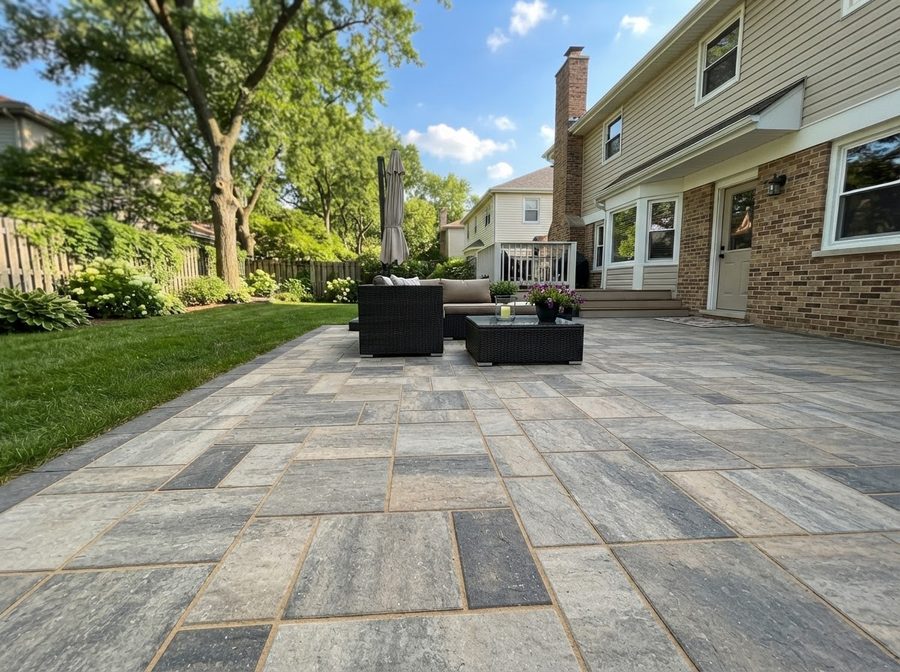 Cleaned patio pavers after deep pressure washing in Pilsen