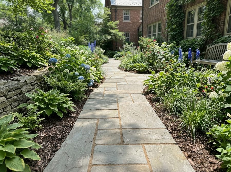 Clean stone paver walkway with polymeric sand in Hyde Park