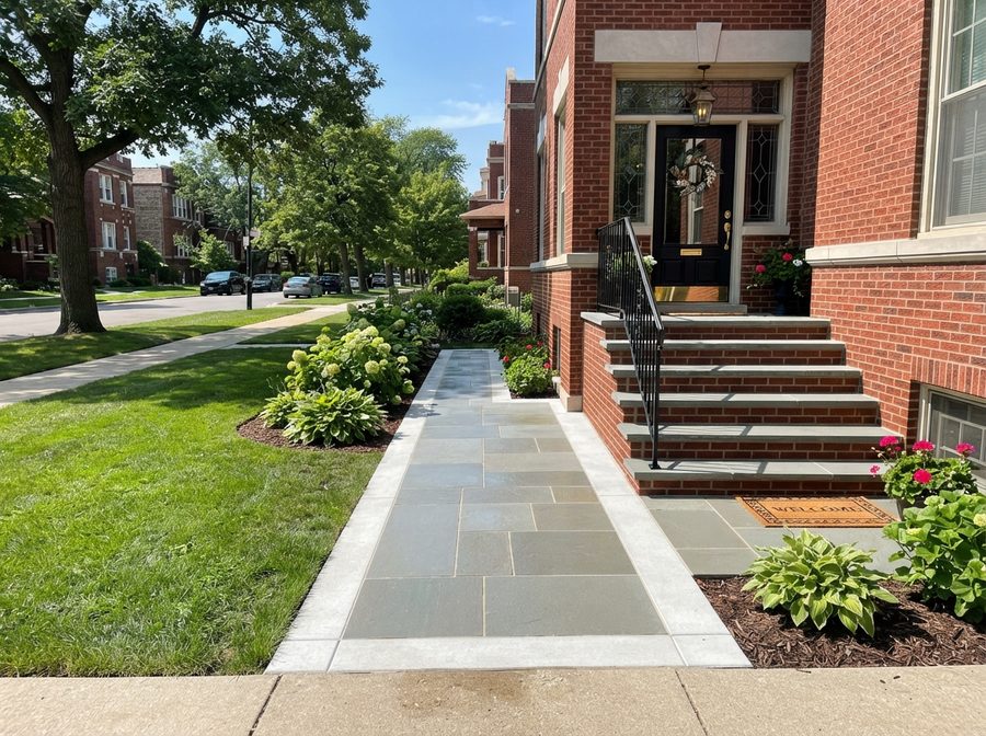 Power washed walkway and entry steps in Bronzeville